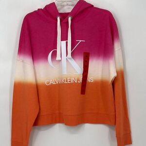 Calvin Klein Jeans Pink Cream Orange Ombre Logo Hoodie
